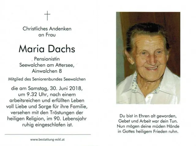Begräbnis Maria Dachs