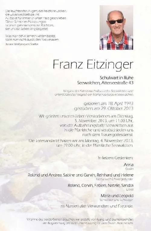 Begräbnis Franz Eitzinger
