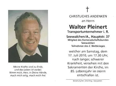 Begräbnis Pleinert