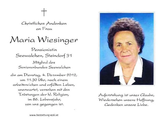 Begräbnis Maria Wiesinger